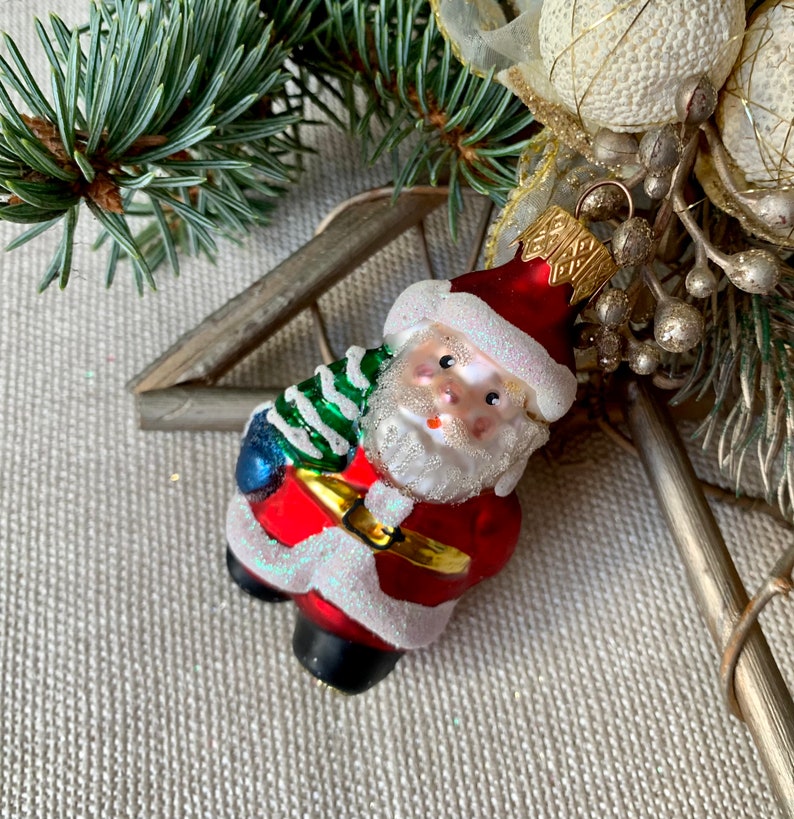 Santa Christmas glass ornaments, blown hand painted glass figurine, handmade Christmas ornament, Christmas gift 2022 image 7