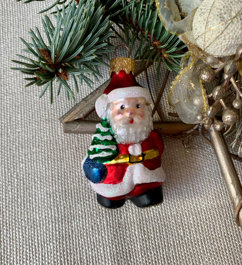 Santa Christmas glass ornaments, blown hand painted glass figurine, handmade Christmas ornament, Christmas gift 2022 image 6