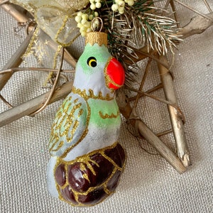 Parrot Christmas glass ornaments, blown hand painted glass figurine, Christmas gift, Christmas tree  ornaments, home decor, handmade decor
