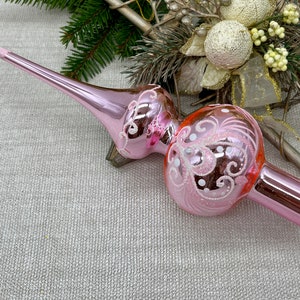 Shiny brite Pink Christmas tree topper mercury Glass Finials Tree top Ornament glass tree toppers new home ornaments 2024 christmas gifts