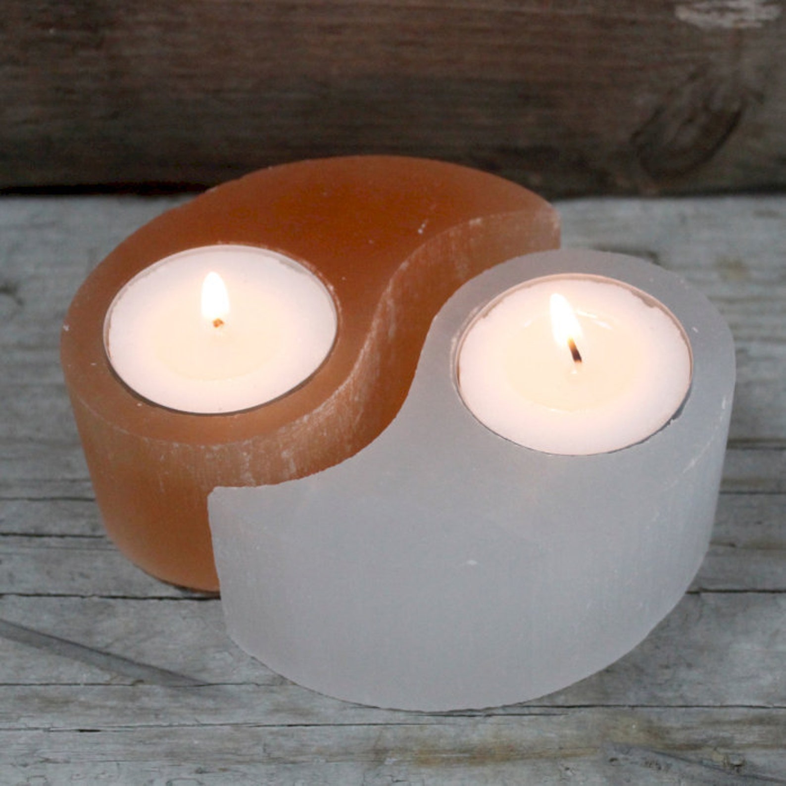 Yin and Yang Tea Light Candle Holders Made From Natural Etsy