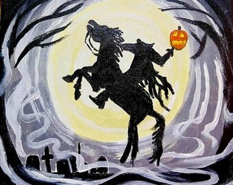 Headless horseman painting Sleepy Hallow Halloween Gothic