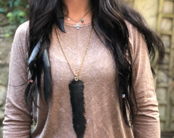 Cruelty Free, Vegan faux Feather, Upcycled, Eco-Friendly Necklace