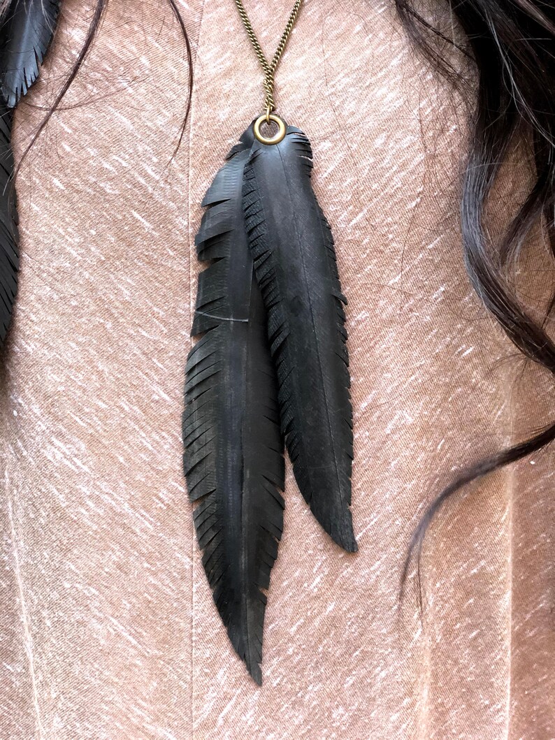 Cruelty Free Upcycled Eco-Friendly Necklace Vegan faux Feather