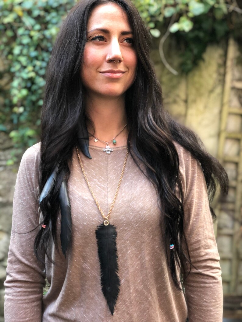 Cruelty Free Upcycled Eco-Friendly Necklace Vegan faux Feather