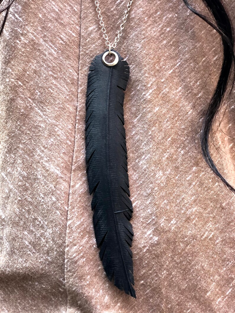Cruelty Free Upcycled Eco-Friendly Necklace Vegan faux Feather