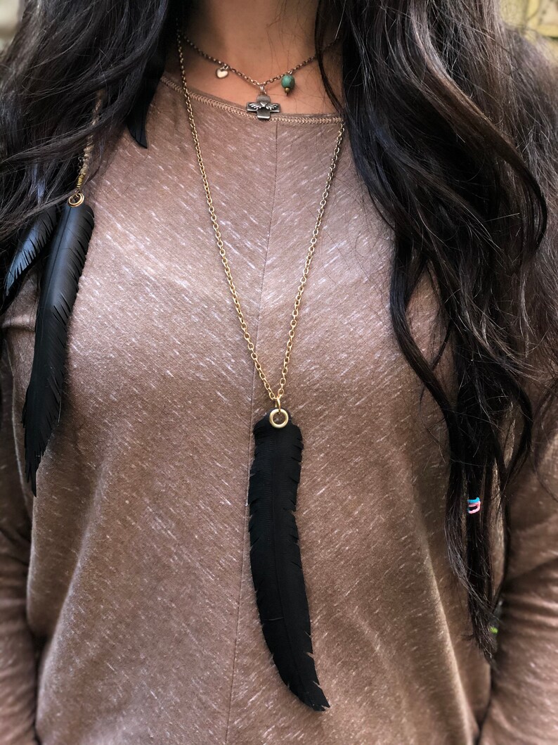 Cruelty Free Upcycled Eco-Friendly Necklace Vegan faux Feather