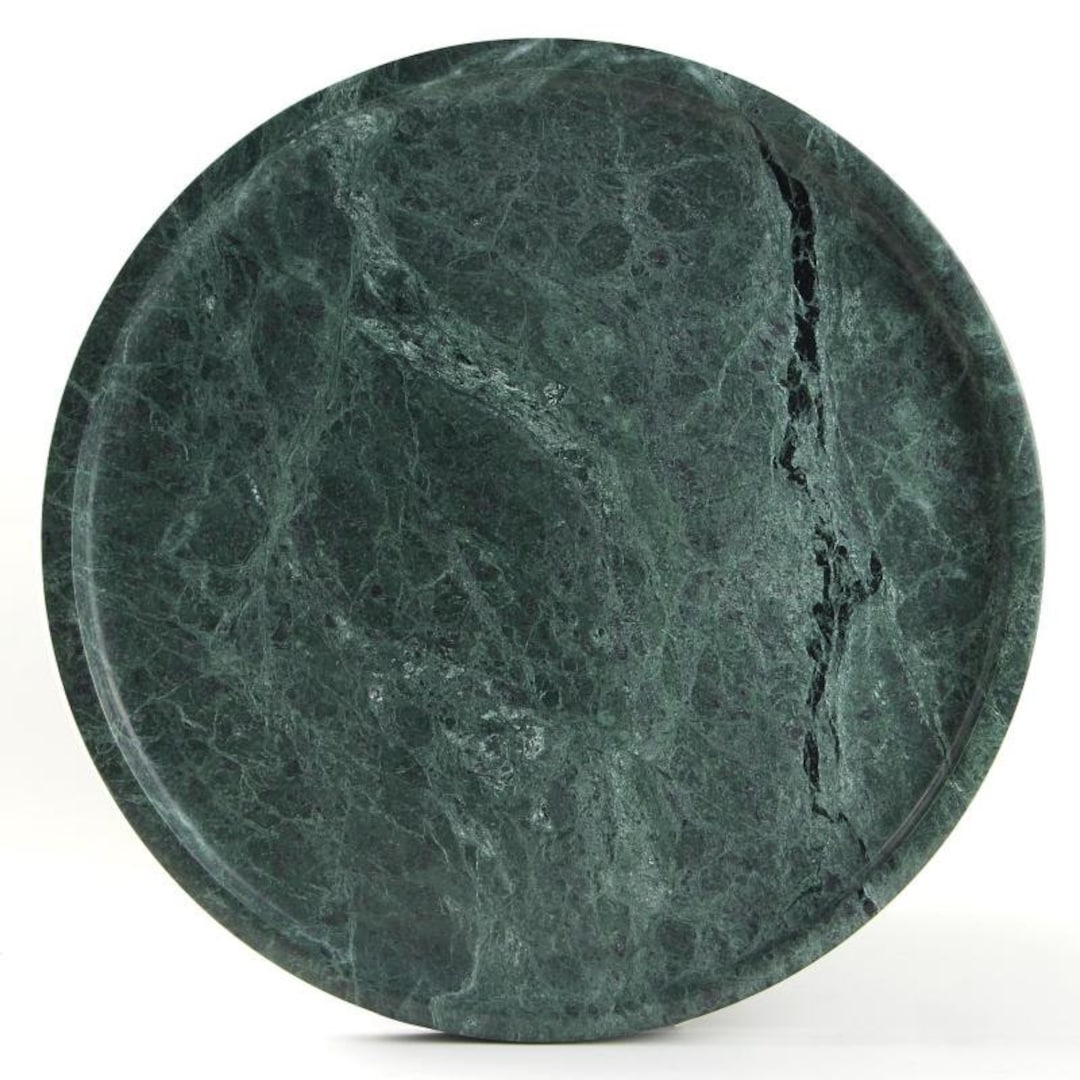 Large Green Marble Tray, Marble Round Decorative Tray, Jewelry Tray