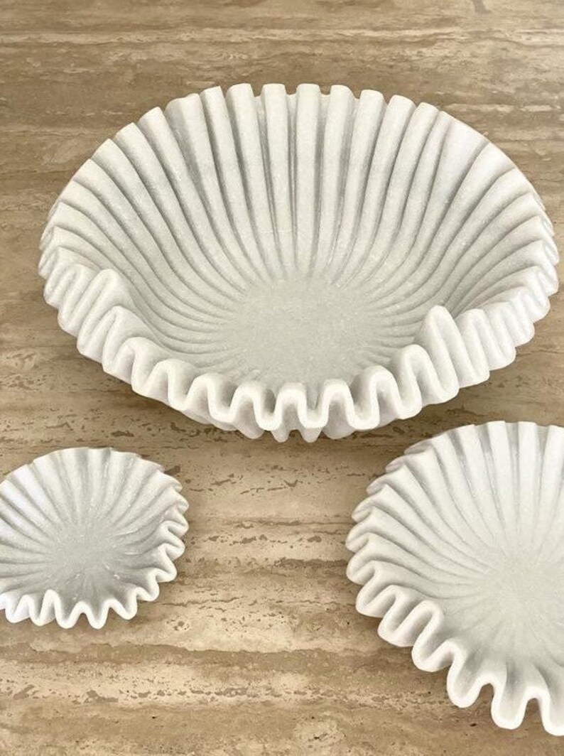 Marble Ruffle Bowl Marble Fluted Bowl Scalloped Bowls Etsy