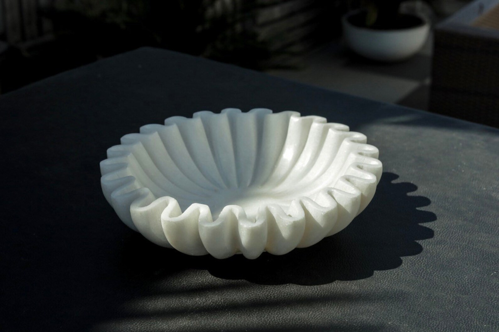 Marble Fluted Bowl Scalloped Bowl Marble Ruffle Bowl Marble - Etsy