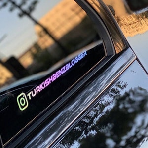 Premium Personalisierter Instagram-Name Aufkleber für Autos, Glas, Geschenke uvm... OilSlick(Regenbogen)
