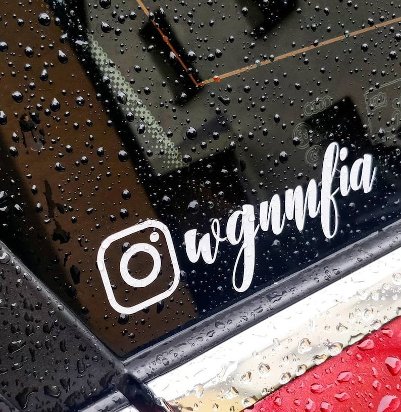 Nom Instagram personnalisé premium Autocollants pour voitures, vitres, cadeaux et bien plus encore... Blanc
