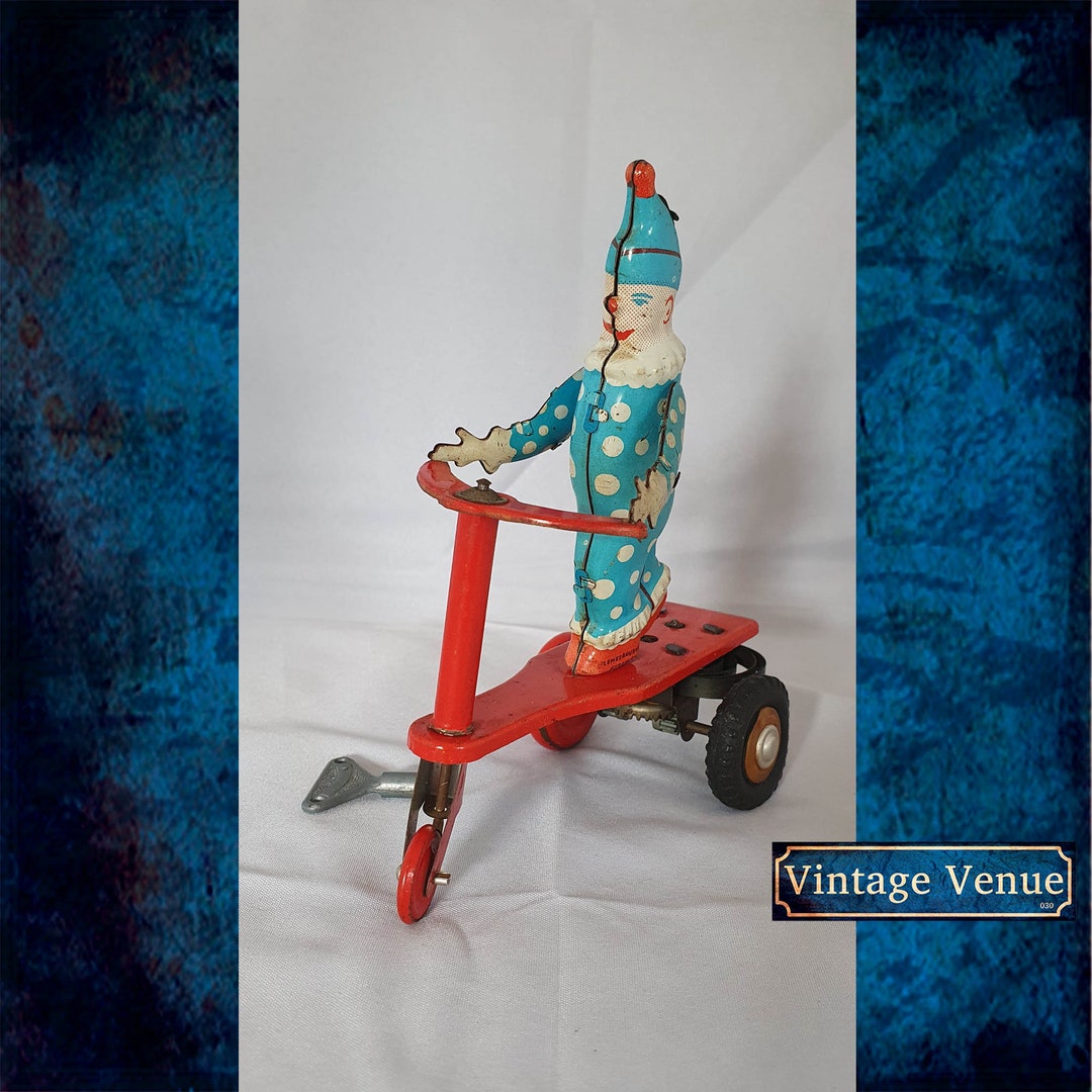 Roli Zoli Tin Clown Tricycle Vintage Etsy