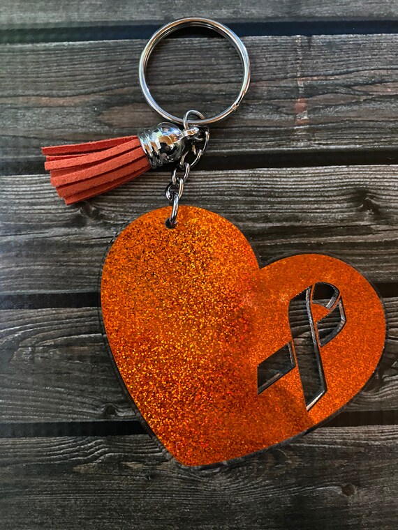 Childhood Leukemia Awareness keychain with little glitter