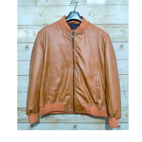 Tan Leather Jacket Etsy