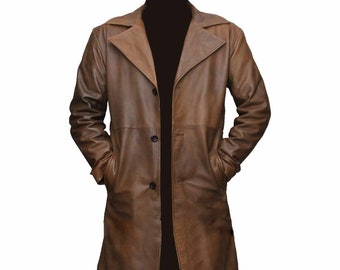 big and tall leather trench coat