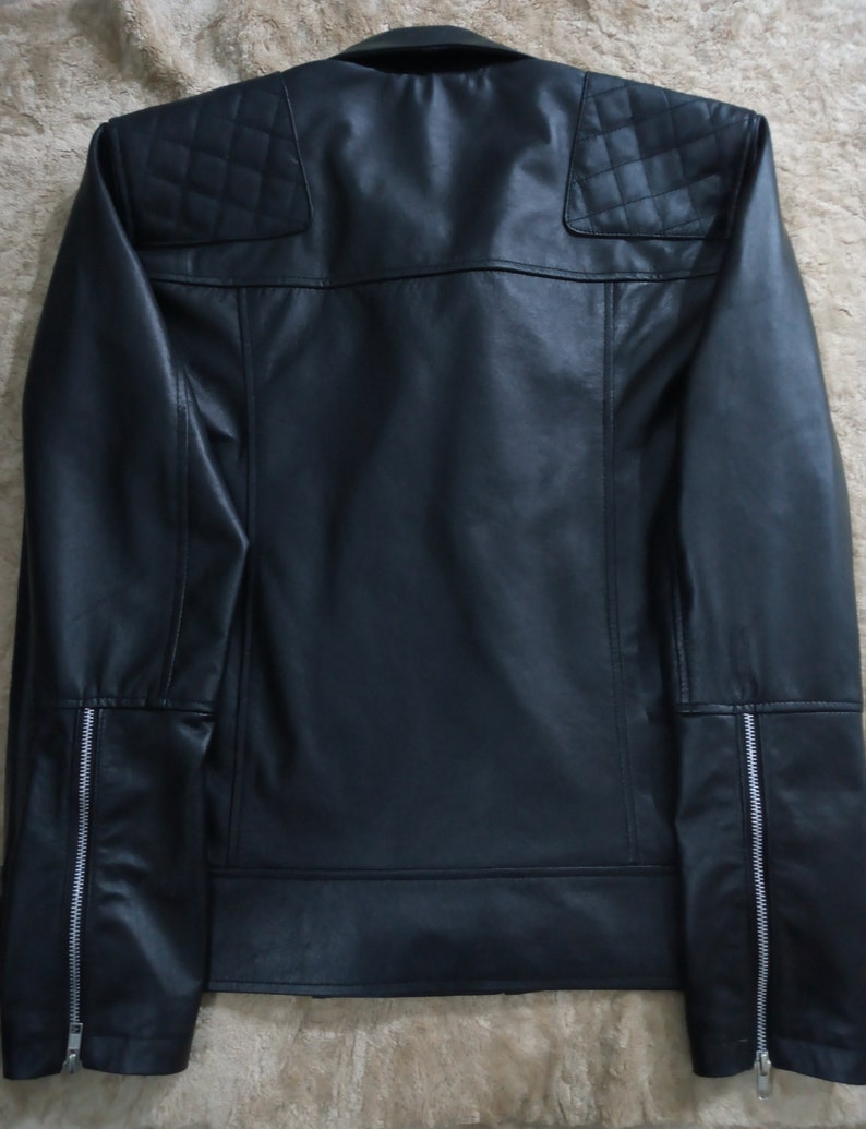 Men/'s Black Biker Jacket Motorcycle Jacket