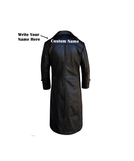 Leather Trench Vintage Coat for Men Custom Name Handmade - Etsy