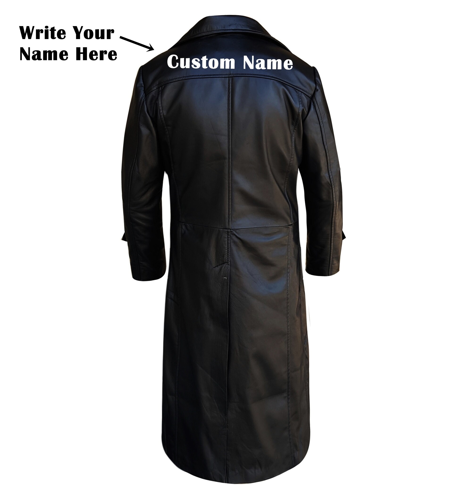 Leather Trench Vintage Coat for Men Custom Name Handmade - Etsy