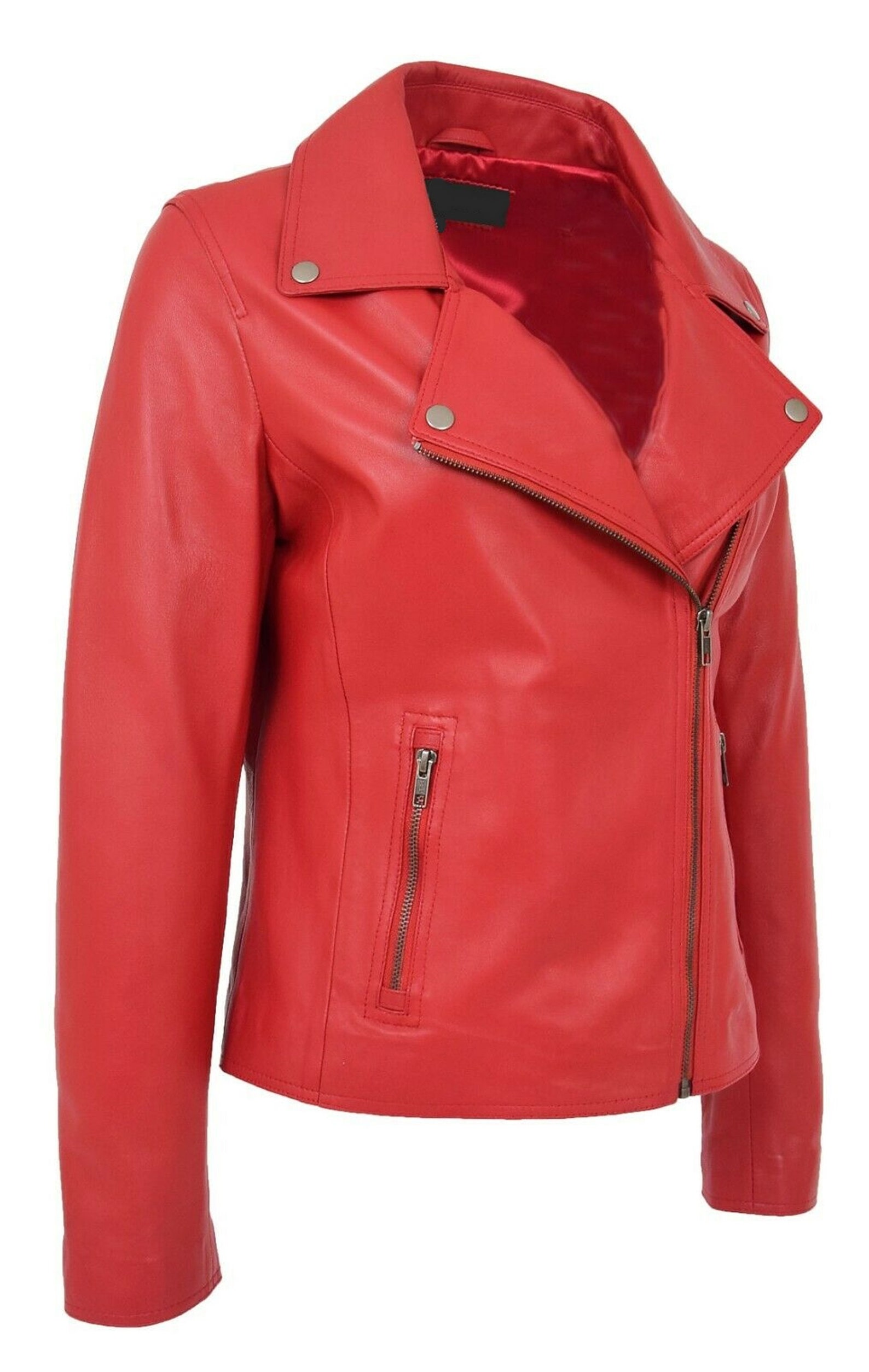 Leather Jacket Red Leather Women Real Leather Women Biker Etsy
