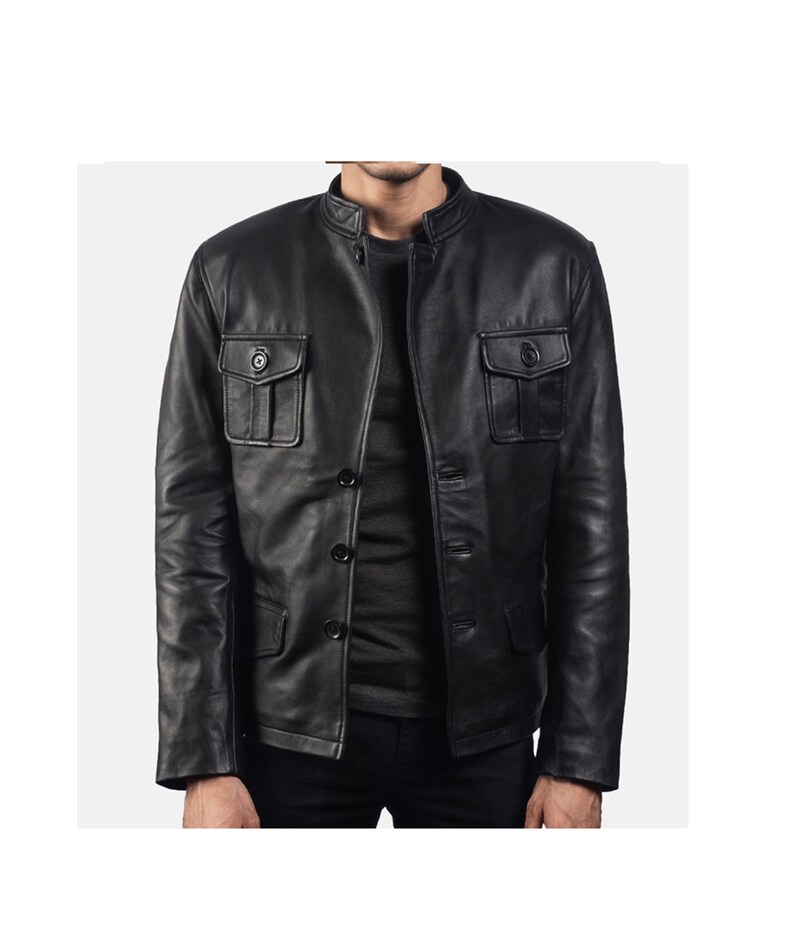 Men/'s Genuine Leather Blazer Vintage Coat