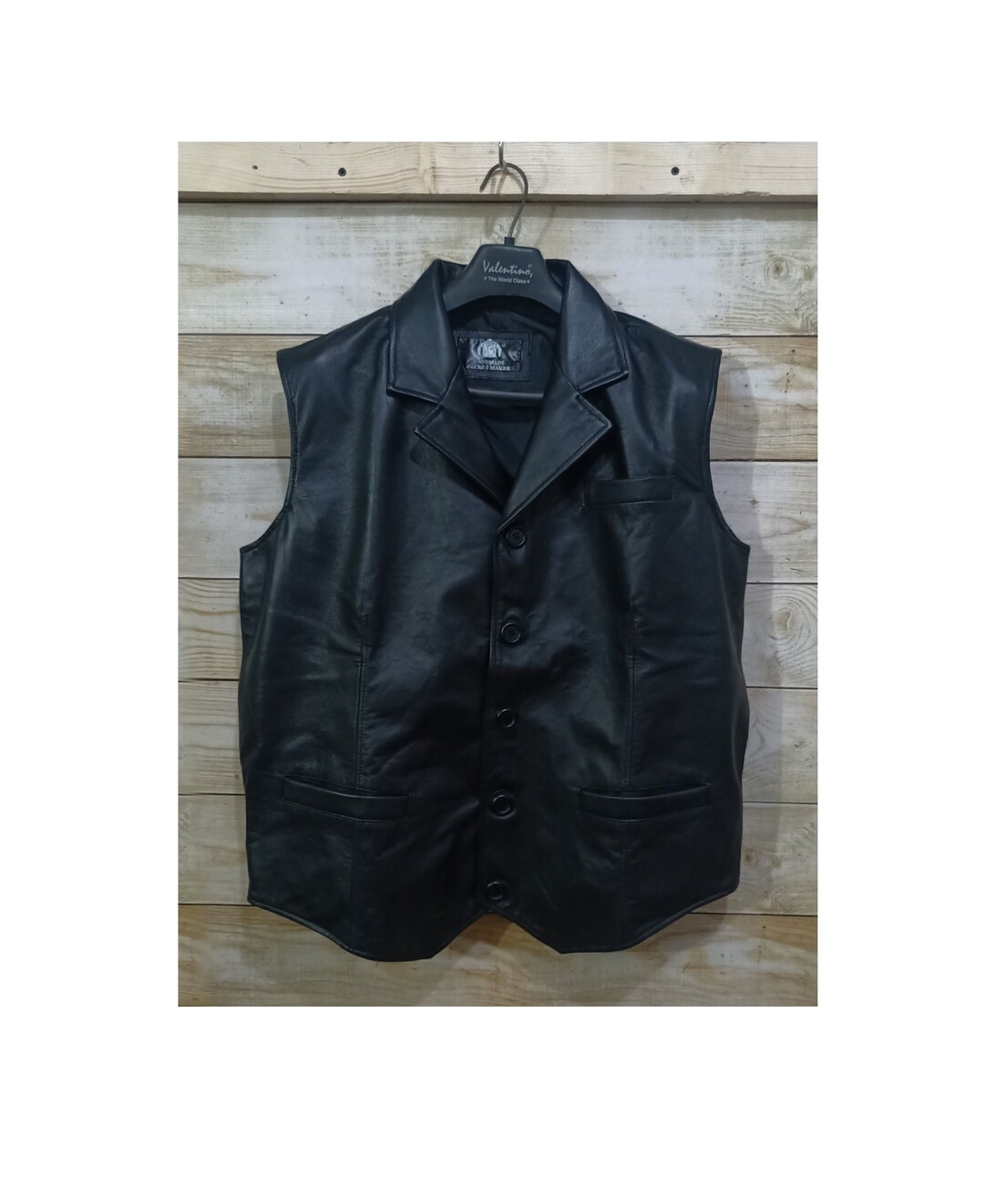 Men's Black Leather Vest Genuine Sheepskin Leather Biker - Etsy