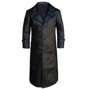 Leather Trench Coat for Men Handmade Black Leather Coat - Etsy