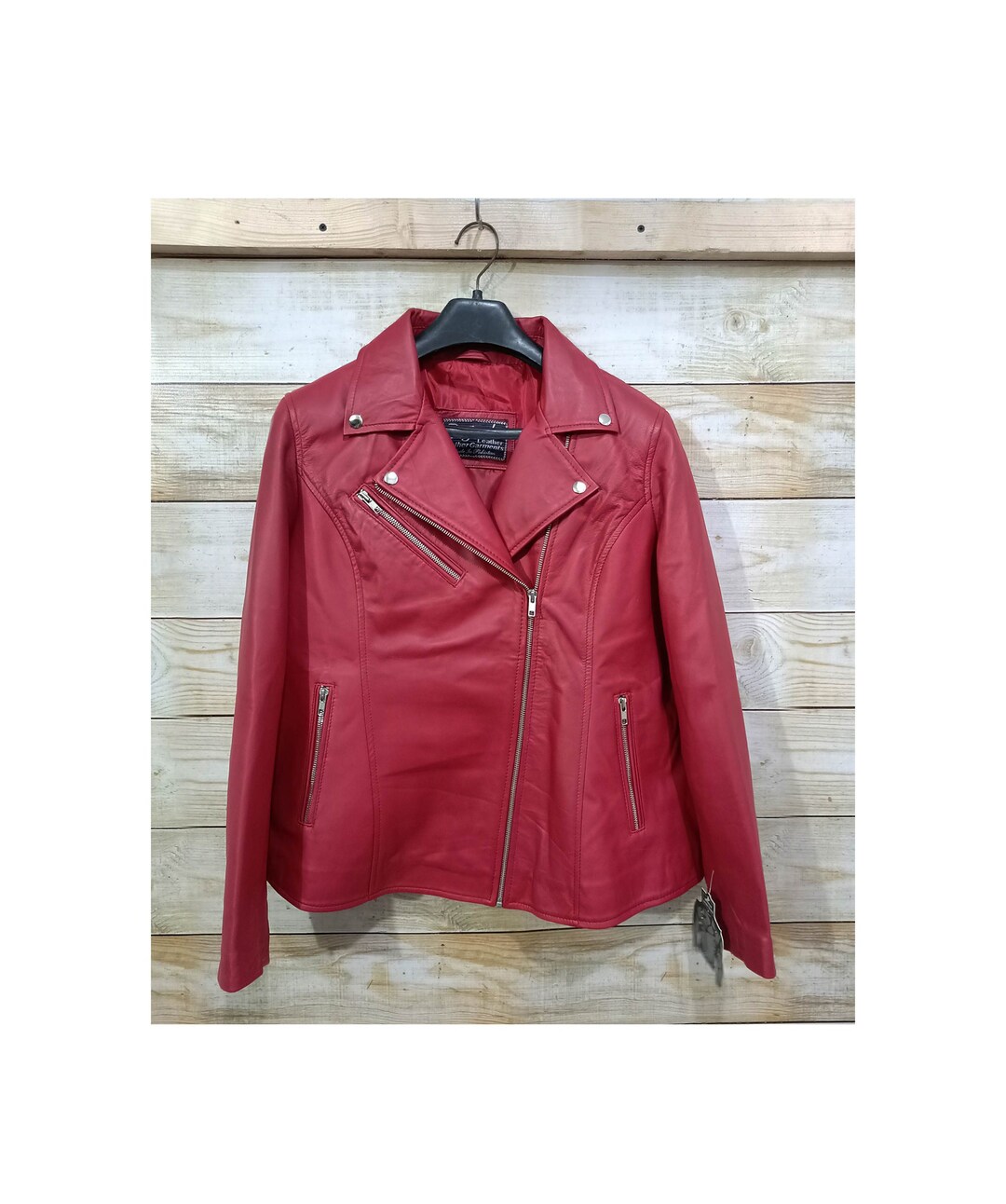 Women's Red Biker Leather Jacket Women Red Motorcycle Jacket Genuine