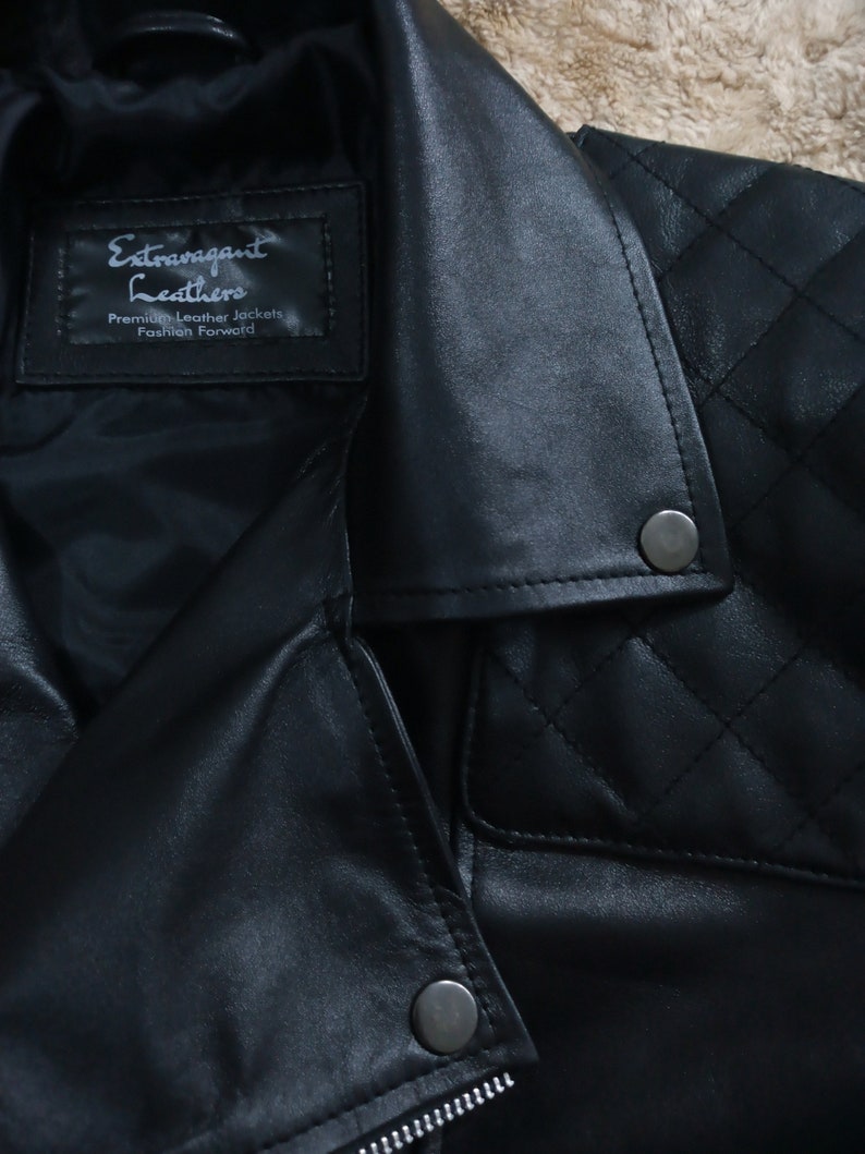 Men/'s Black Biker Jacket Motorcycle Jacket