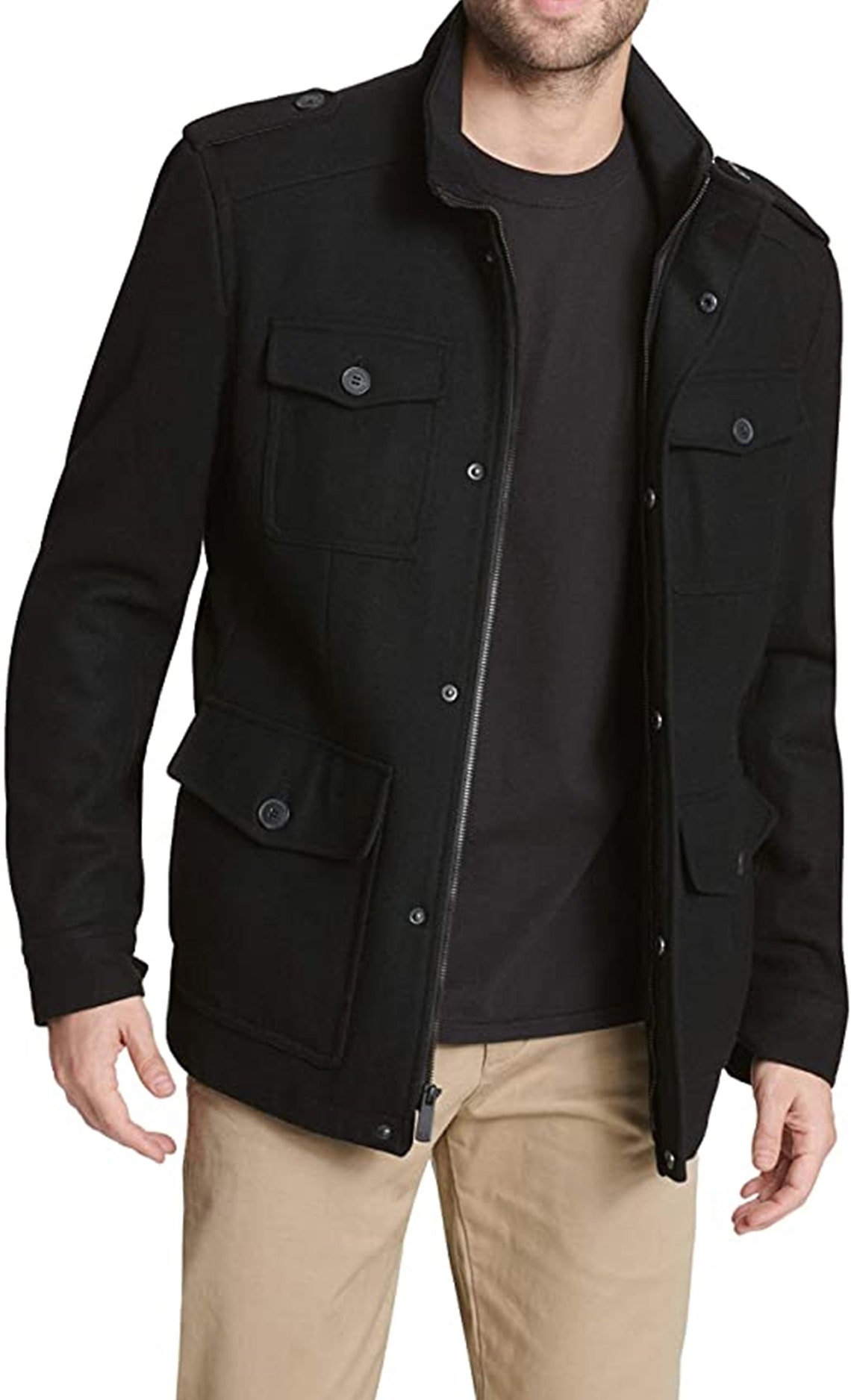 Men Black Wool Jacket Black Winter Jacket Etsy