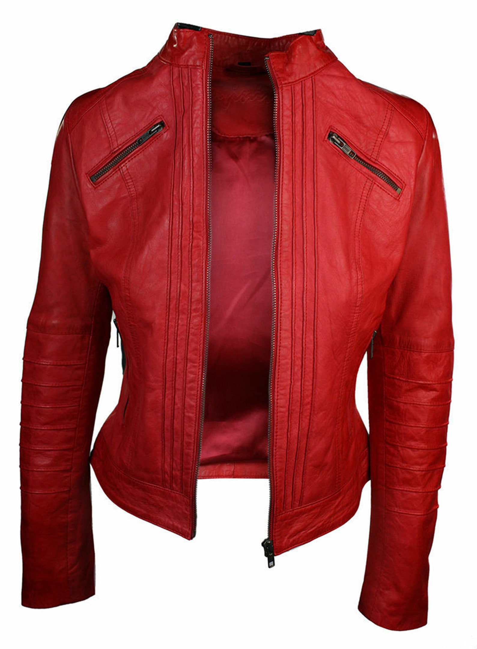 Red Leather Jacket Women Vintage Women Jacket Etsy