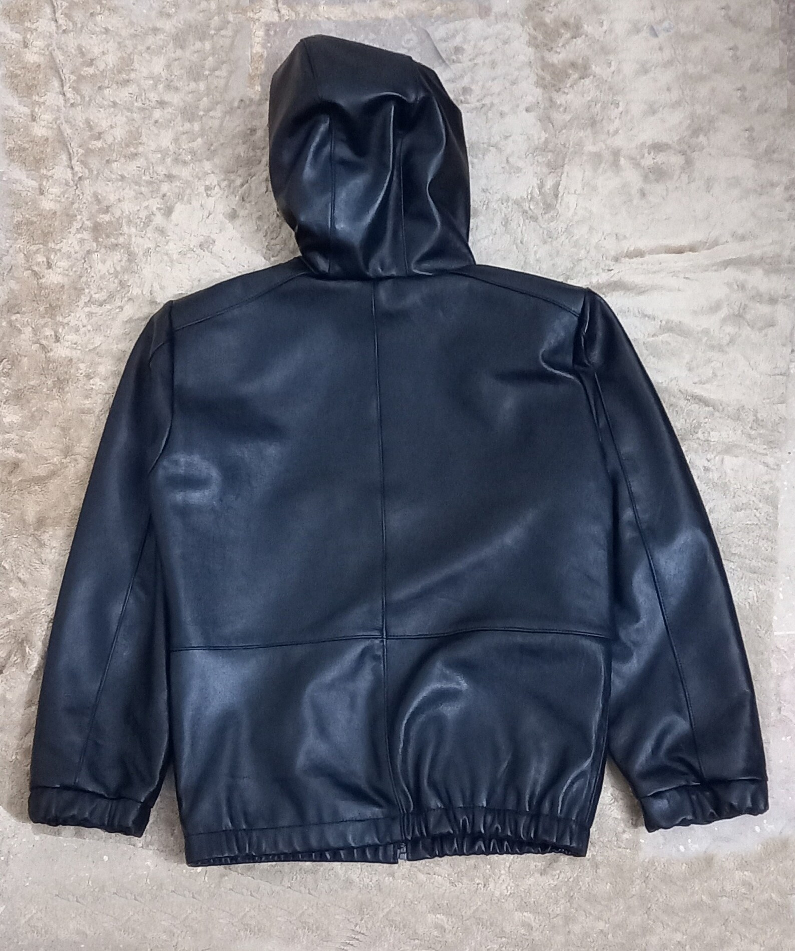 Mens Genuine Black Hoodie Sheepskin Leather Jacket | Etsy
