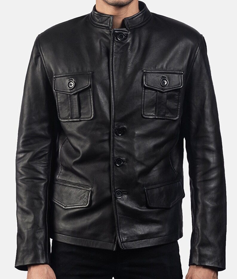 Men/'s Genuine Leather Blazer Vintage Coat