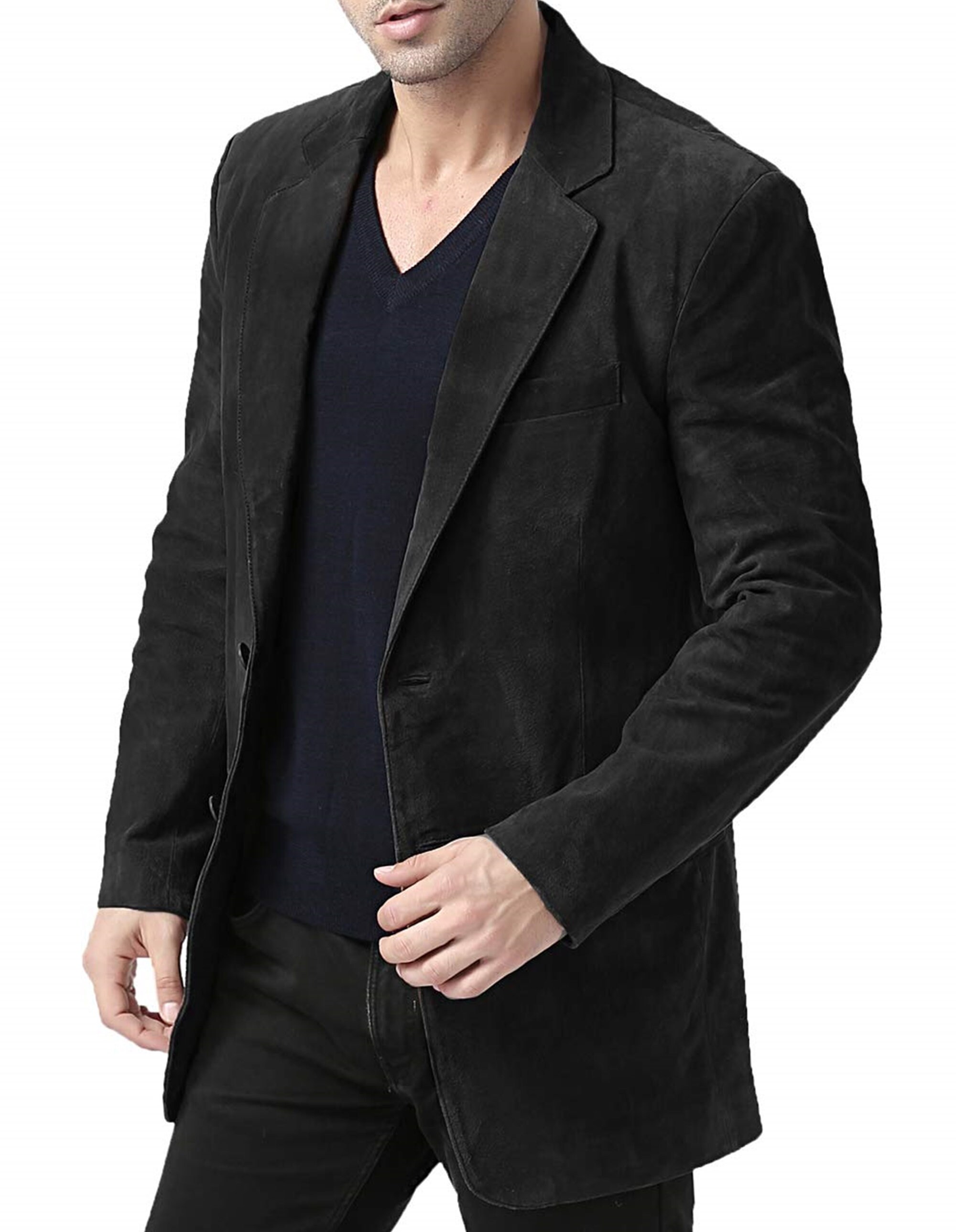 Black Suede Blazer Coat for Mens Etsy