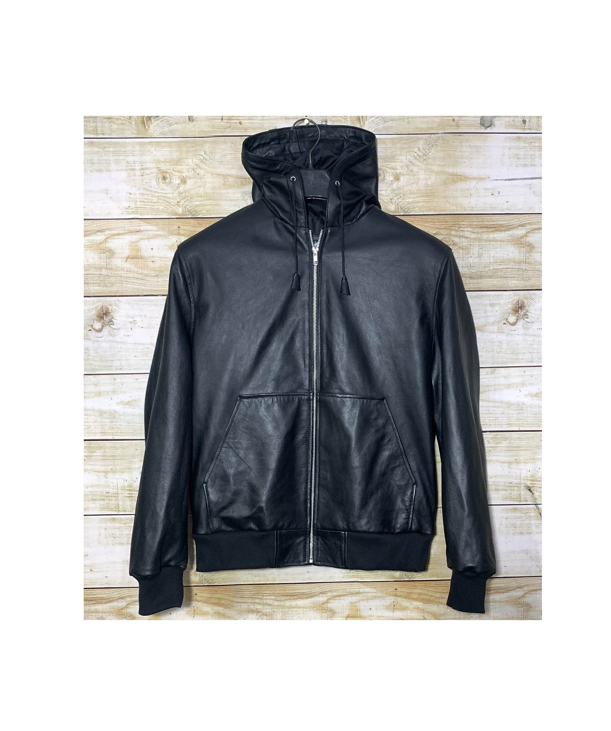 black jacket with hoodie