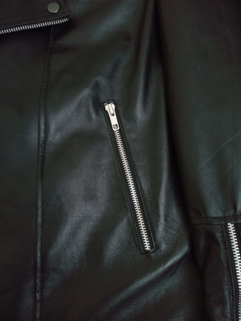 Men/'s Black Biker Jacket Motorcycle Jacket