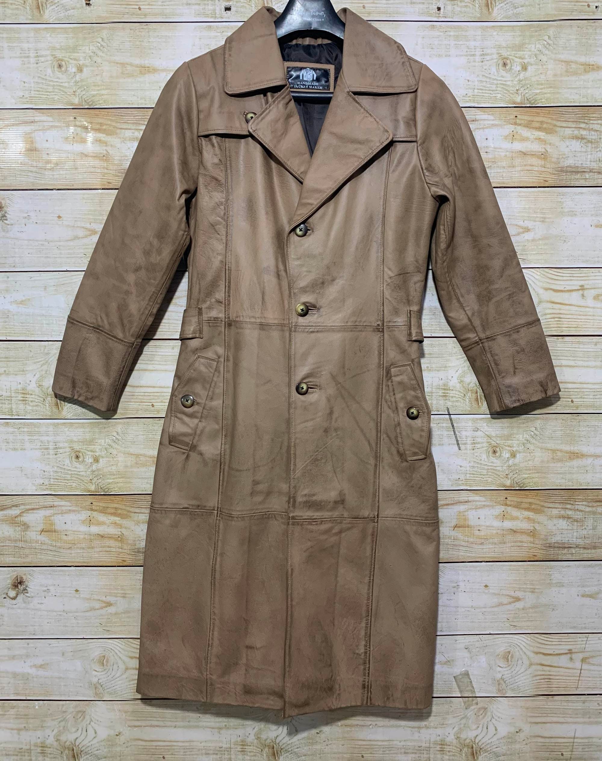 Leather Trench Coat Mens Full Length leather Duster Coat for - Etsy