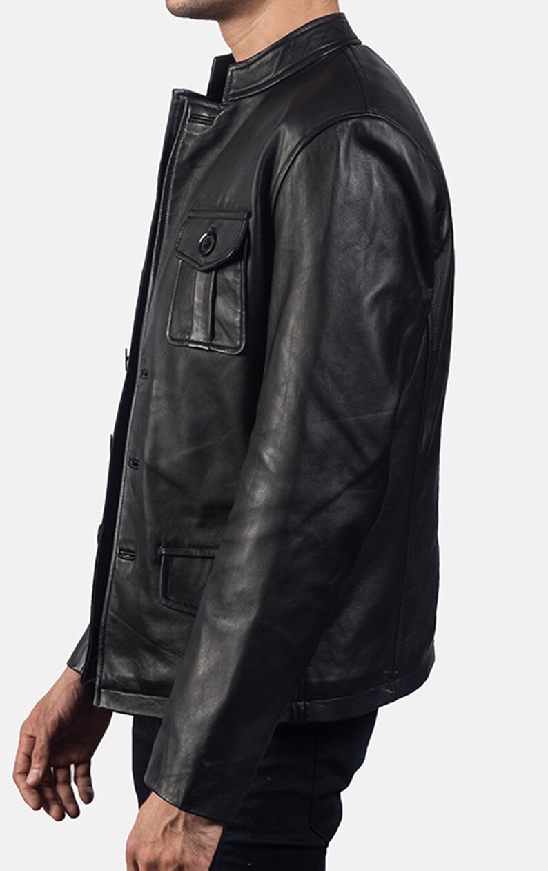 Men/'s Genuine Leather Blazer Vintage Coat