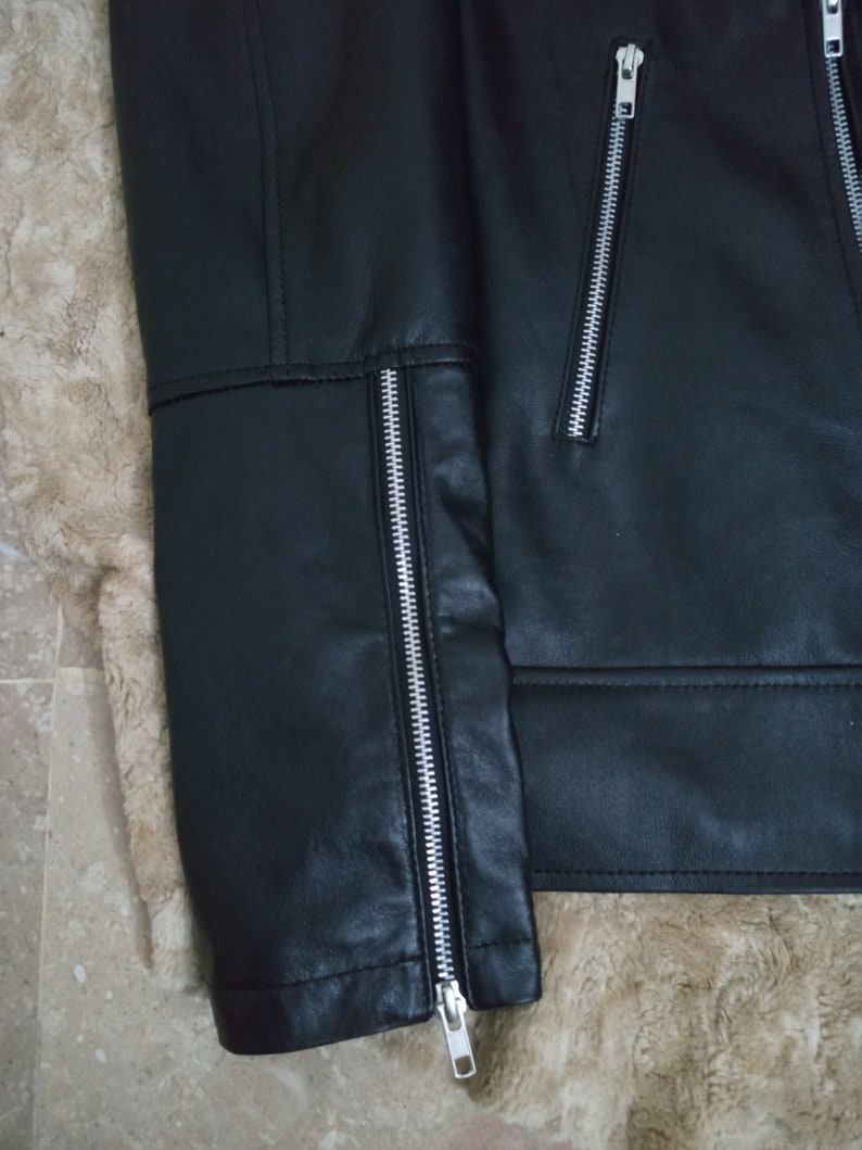 Men/'s Black Biker Jacket Motorcycle Jacket