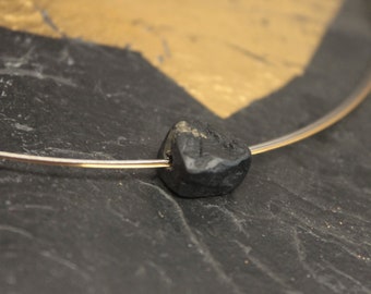 Pendant slate-pyrite cube with 3-row stainless steel bicolor ripe