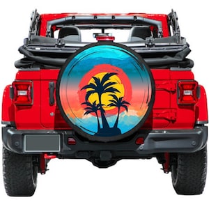 Spare Tire Cover, Beach Summer Palm Trees,  Tire Cover, Car accessories,  girl,  Accessories, Summer Vibe