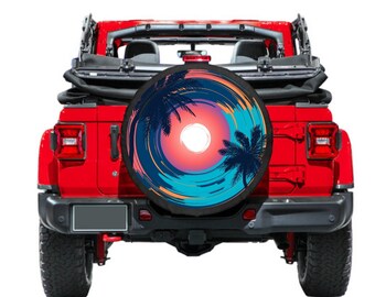 Spare Tire Cover, Beach Summer Palm Trees,  Tire Cover, Car accessories for  girl, Road Trip Accessories, Summer  Accessories