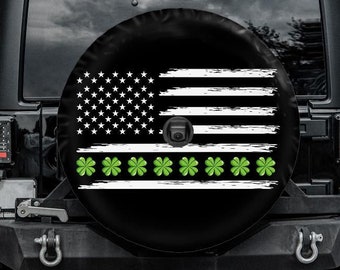 Spare Tire Cover with Irish American design, Backup Camera Hole  Tire Cover, Car accessories, American Irish  Accessories