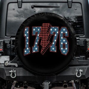 4th of July Tire Cover, 1776 America spare tire cover, Independence Day car decor, Red White and Blue Patriotic Spare Wheel Cover