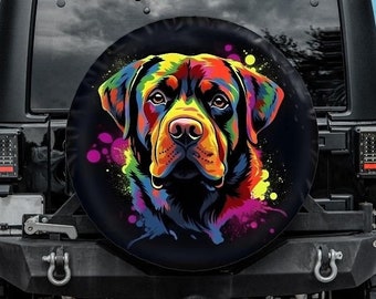 Funda para rueda de repuesto de rottweiler para Jeep Bronco, funda para rueda de caravana, funda colorida para rueda de repuesto de perro rottweiler, accesorios de coche para mujer