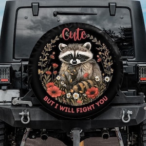 Funny Raccoon Tire Cover, Spare Tire Cover, Backup Camera hole Tire Cover for Jeep for Bronco, Funny tire cover, Unique tire cover raccoon