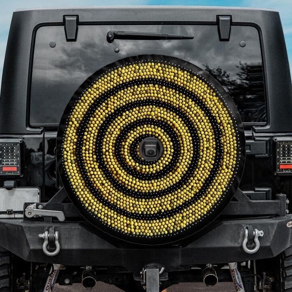 Faux Beads Spare Tire Cover, Yellow Tire Cover for Jeep for Bronco, Unique Spare Tire Covers Backup Camera, Car accessories women
