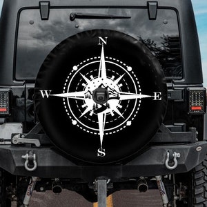 Spare Tire Cover with compass, Compass Spare Tire Cover, Compass Wheel Cover, Compass car accessories, Backup camera hole, Adventure car