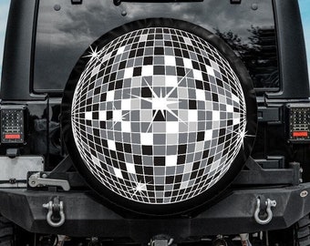 Disco Ball Spare Tire Cover, Disco Tire Cover for Jeep, for Bronco, Backup Camera hole, Disco car accessories for women