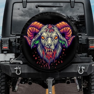 Baphomet Spare Tire Cover, Gothic Spare Tire Cover, Satan Spare Tire Cover, Gothic Car accessories, Satan tire cover, Baphomet wheel cover
